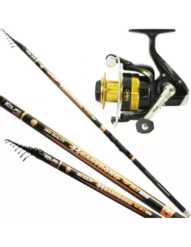 Kolpo Kit Pesca Bolognese 6 mt in Carbonio Alto Modulo Mulinello 3000 Canne da pesca Kolpo