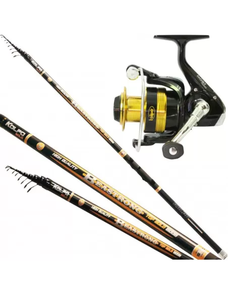Kolpo Kit Pesca Bolognese 6 mt in Carbonio Alto Modulo Mulinello 3000 Canne da pesca Kolpo