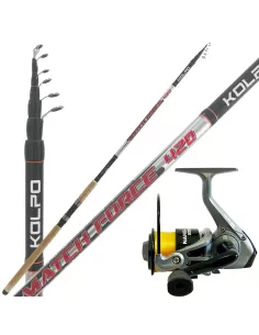Kolpo Kit Pesca Inglese Bombarda Galleggiante Canna e Mulinello Canne da pesca per professionisti e principianti Kolpo