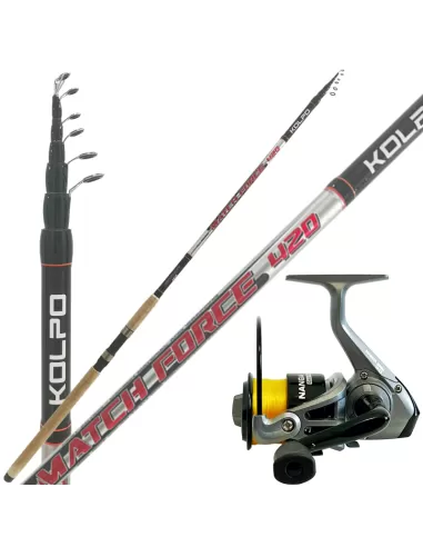 Kolpo Kit Pesca Inglese Bombarda Galleggiante Canna e Mulinello Canne da pesca per professionisti e principianti Kolpo