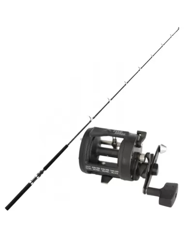 Kolpo Kit Pesca Barca Traina Bolentino Canna 2 Sezioni Mulinello e Filo Kit da pesca Kolpo
