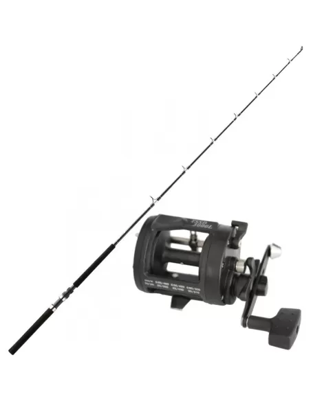 Kolpo Kit Pesca Barca Traina Bolentino Canna 2 Sezioni Mulinello e Filo Kit da pesca Kolpo