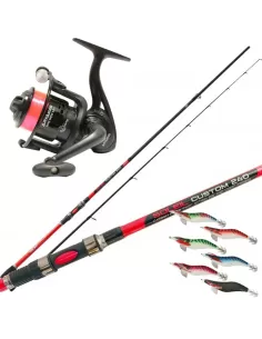 Kolpo Kit Pesca Seppie e Calamari dalla Costa e Barca Canna Mulinello 6 Totanare Kit da pesca Kolpo
