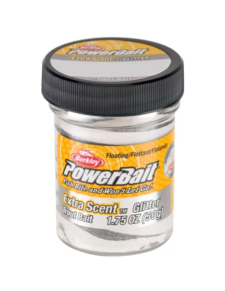 Berkley Powerbait Glitter Trout Bait Silver Vein Pastella per Trote Esche da pesca Berkley