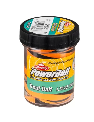 Berkley Powerbait Glitter Trout Bait Black Orange Pastella per Trote Esche da pesca Berkley