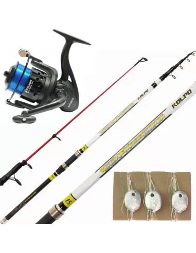 Kolpo Kit Pesca Bolentino Completo Canna Mulinello Filo e Lenze Pronte Kit da pesca Kolpo