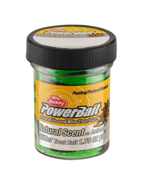 Berkley Powerbait Glitter Trout Bait Spring Green Black Pastella per Trote Anice Esche da pesca Berkley