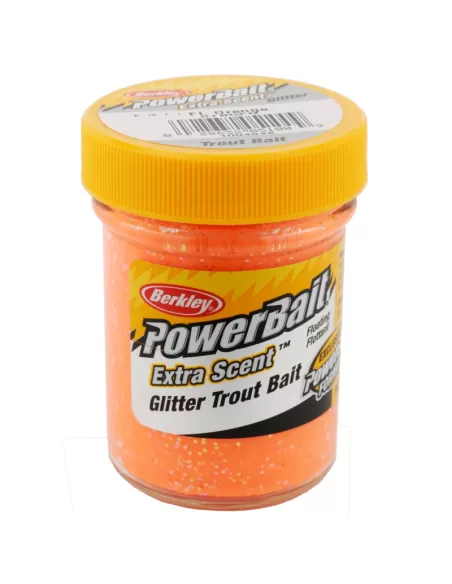 Berkley Powerbait Glitter Trout Bait Fluorescent Orange Pastella per Trote Esche da pesca Berkley