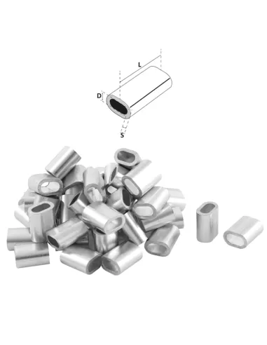 Tubini in Alluminio per Montaggio Cofffe e Palamiti 1000 pz Minuteria Sele