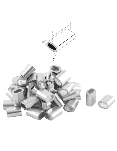 Tubini in Alluminio per Montaggio Cofffe e Palamiti 1000 pz Minuteria Sele