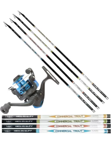 Kolpo Combo Pesca Trota Lago Canna in Carbonio e Mulinello 3 Cuscinetti Kit da pesca Kolpo
