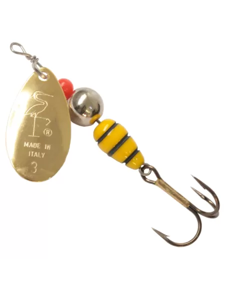 Heron Vespa Paletta Oro Corpo Giallo Cucchiaino Rotante da Pesca Spinning Esche Artificiali Heron
