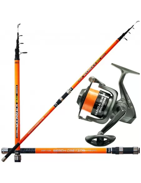 Kolpo Combo Surfcasting Canna da Pesca In Carbonio Mulinello Nanga Kit da pesca Kolpo