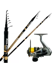 Kolpo Combo Pesca Bolognese Canna in Carbonio Mulinello e Filo Kit da pesca Kolpo