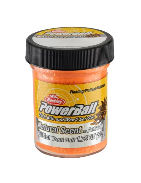 Berkley Powerbait Glitter Trout Bait Fluoescent Orange Pastella per Trote Anice Esche da pesca Berkley
