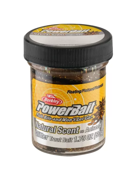 Berkley Powerbait Glitter Trout Bait Black Brown Pastella per Trote Anice Esche da pesca Berkley