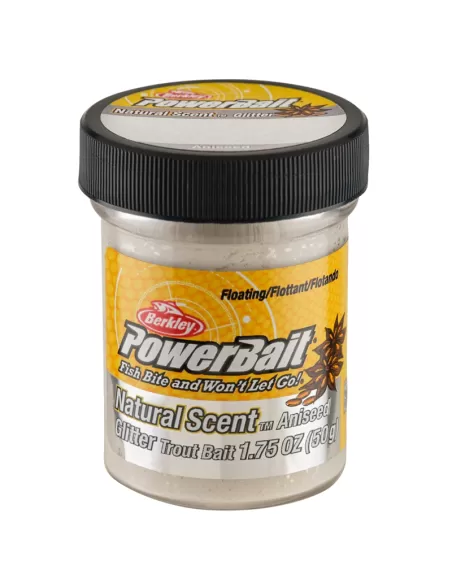 Berkley Powerbait Glitter Trout Bait White Pastella per Trote Anice Esche da pesca Berkley