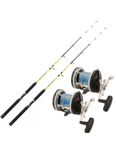 Combo Pesca Traina Costiera 2 Canne 2 Mulinelli e Filo Kit da pesca Sugoi