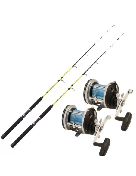 Combo Pesca Traina Costiera 2 Canne 2 Mulinelli e Filo Kit da pesca Sugoi