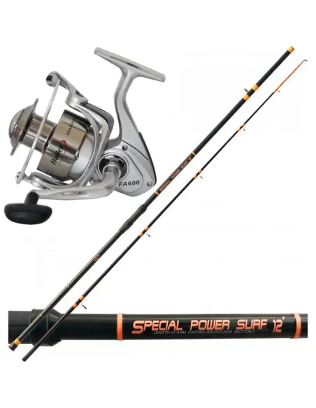 Kolpo Kit Pesca Surfcasting Canna 2 Sezioni Mulinello Bobina Alluminio Kit da pesca Tatler