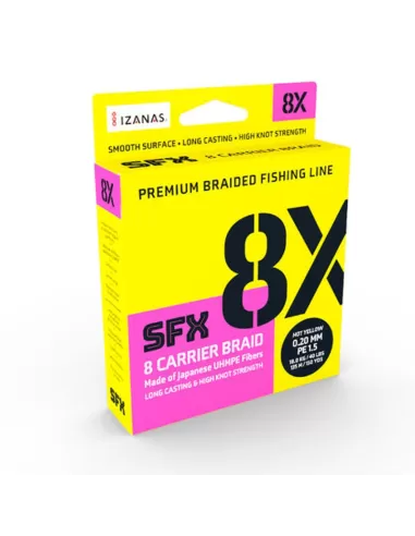Sufix Trecciato da Pesca SFX 8X 135 mt Colore Hot Yellow 8 Capi Fili da pesca Sufix