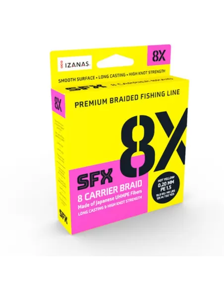 Sufix Fishing Braid SFX 8X 135 m Hot Yellow Color 8 Ply