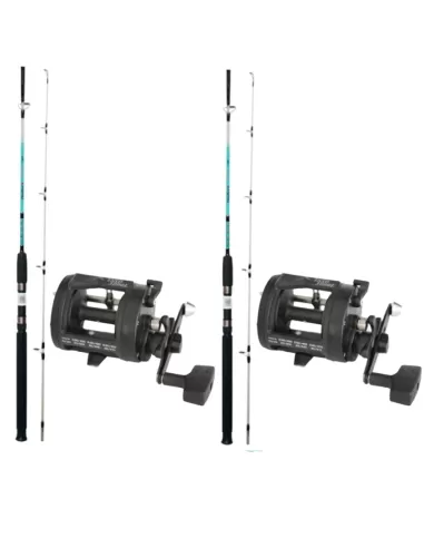 Kit Trainetta Costiera 2 Canne 2 Mulinelli Rotanti Kit da pesca Tatler