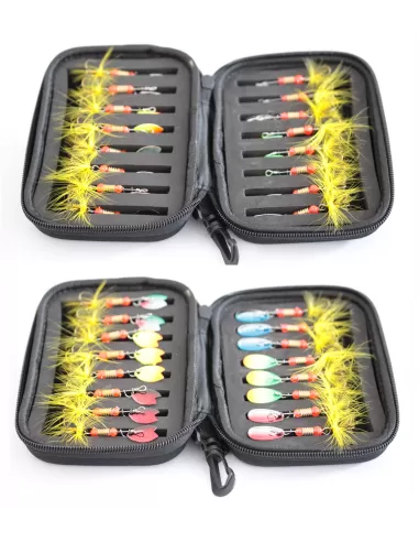 Yamashiro Mix 16 Cucchiaini Assortiti con Custodia Esche Artificiali Yamashiro