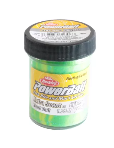 Berkley Powerbait Glitter Trout Bait Pastella per Trote Green Yellow Esche da pesca Berkley