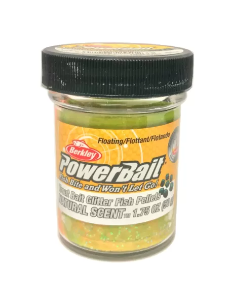 Berkley Powerbait Glitter Trout Bait Pastella per Trote Rainbow Gusto Pellets Esche da pesca Berkley