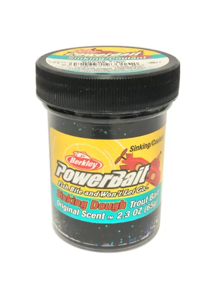 Berkley Powerbait Glitter Trout Bait Black Pastella per Trote Anice Affondante Esche da pesca Berkley