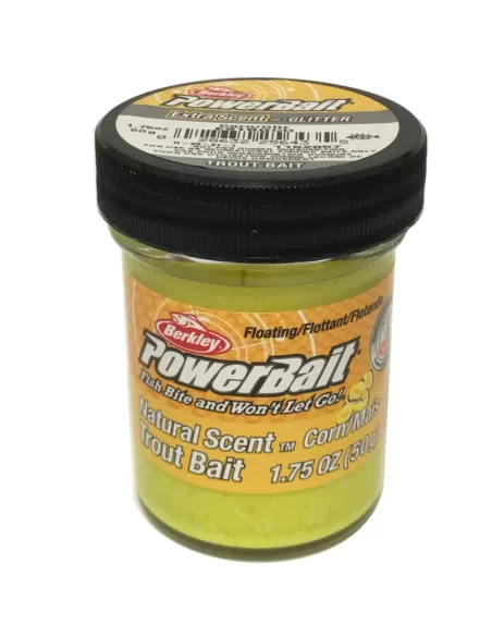 Berkley Powerbait Glitter Trout Bait Corn Mais Pasta Trote Sunshine Yellow Esche da pesca Berkley