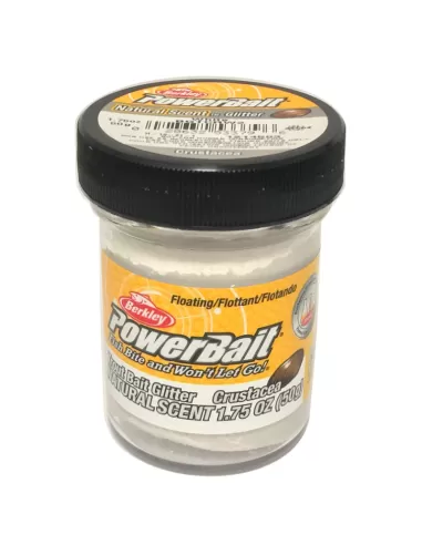 Berkley Powerbait Glitter Trout Bait White Crustacea Pastella per Trote Bianca Esche da pesca Berkley
