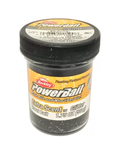 Berkley Powerbait Glitter Trout Bait Extra Scent Pasta Trote Black Esche da pesca Berkley
