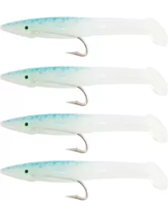 Kolpo Fantastic Eel White Blue Silicon Eel with Hook 4 pcs 