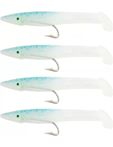 Kolpo Fantastic Eel Bianco Blu Anguillina Siliconca con Amo 4 pz  Esche Artificiali Kolpo