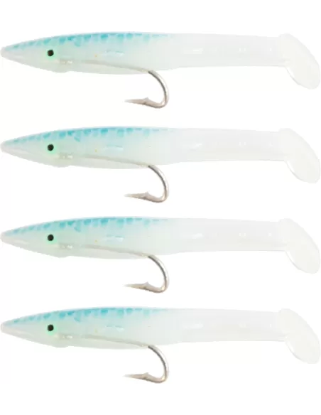 Kolpo Fantastic Eel Bianco Blu Anguillina Siliconca con Amo 4 pz  Esche Artificiali Kolpo