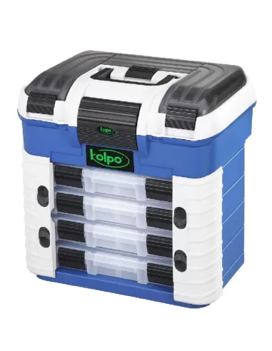 Kolpo Super Box 4 Scatole e Grande Vano Porta Accessori da Pesca Cassette Pesca Kolpo