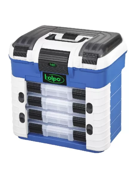 Kolpo Super Box 4 Scatole e Grande Vano Porta Accessori da Pesca Cassette Pesca Kolpo