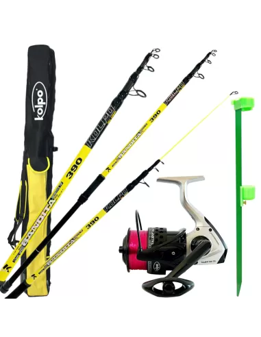 Kit Surfcasting Completo di Canna Mulinello Filo Picchetto e Fodero Kit da pesca Kolpo