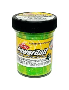 Berkley Powerbait Glitter Trout Bait Pastella Gusto Pellets per Trote Fluorescent Green Yellow Esche da pesca Berkley