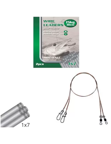 Mistral Cavetti Acciaio 1x7 15 kg con Girella Rolling e Moschettone 2pz Minuteria Mistrall