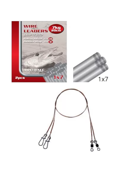 Mistral Cavetti Acciaio 1x7 7 kg con Girella Rolling e Moschettone 2pz Minuteria Mistrall