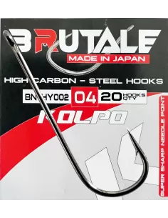 Kolpo Brutale BN-HY Ami da Pesca Gambo Lungo Carbonio Con Occhiello Molto Robusto 20 pz Ami da pesca Kolpo