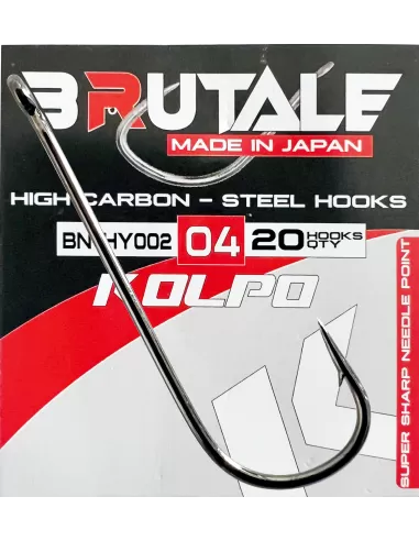 Kolpo Brutale BN-HY Ami da Pesca Gambo Lungo Carbonio Con Occhiello Molto Robusto 20 pz Ami da pesca Kolpo