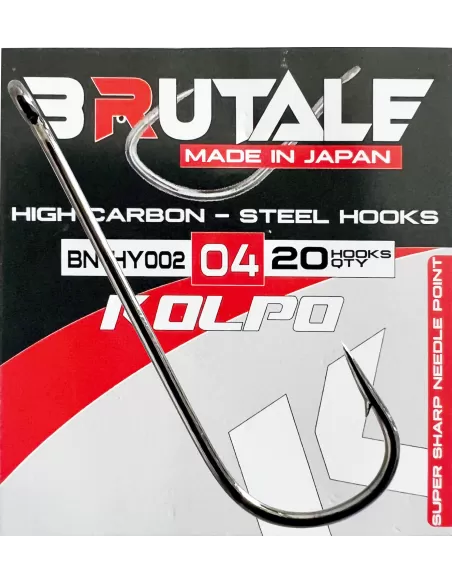 Kolpo Brutale BN-HY Ami da Pesca Gambo Lungo Carbonio Con Occhiello Molto Robusto 20 pz Ami da pesca Kolpo