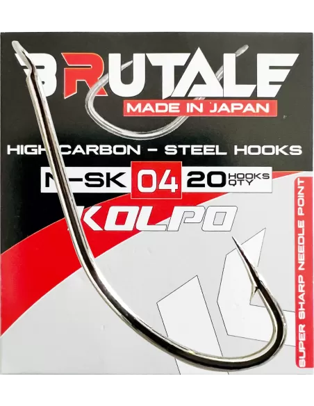 Kolpo Brutale N-SK Ami da Pesca Carbonio Con Paletta Storti Gambo Lungo 20 pz Ami da pesca Kolpo