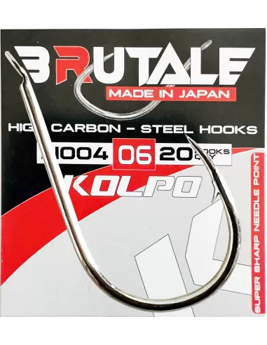 Kolpo Brutale N004 Ami da Pesca Carbonio Con Punta Rientrante 20 pz Ami da pesca Kolpo
