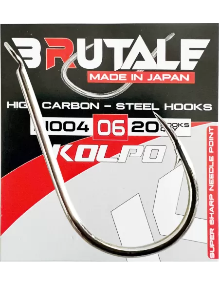 Kolpo Brutale N004 Ami da Pesca Carbonio Con Punta Rientrante 20 pz Ami da pesca Kolpo