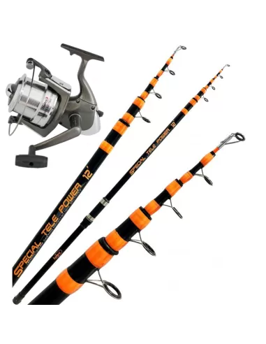 Kit Pesca Fondo Surf Spiaggia Molo Scogliera Canna Telescopica con Mulinello Kit da pesca Kolpo